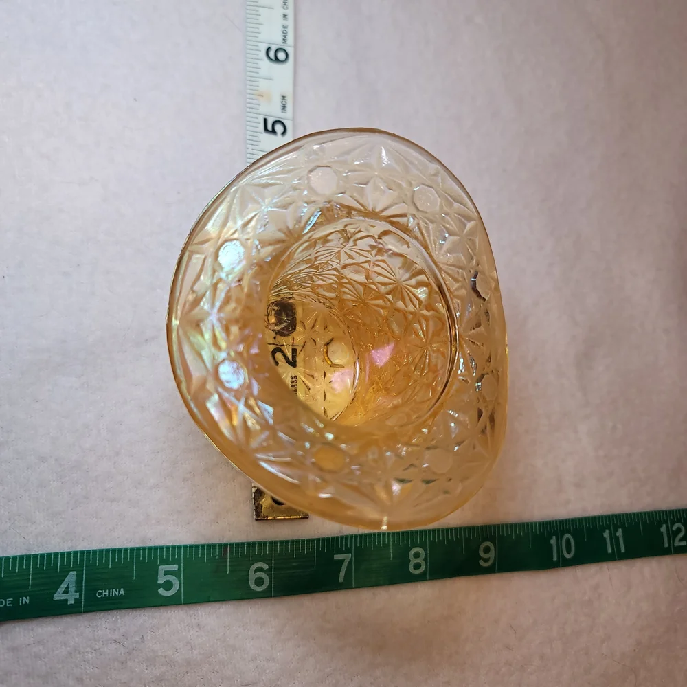 0828. Vintage~ CUTE ~ Amber Glass ~ Top Hat ~ Toothpick, Vape, Vase, Holder for?